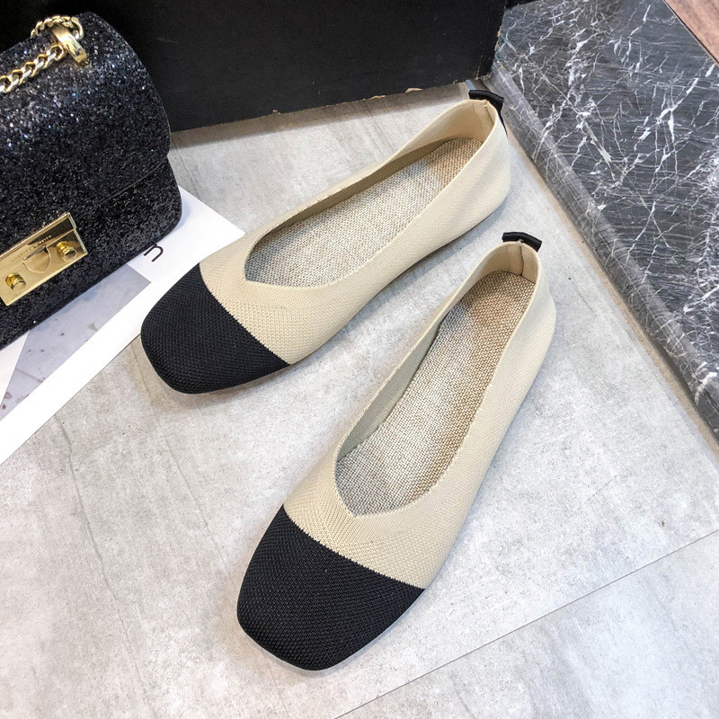 El punto ligero al por mayor tejido calza 2021 zapatos planos respirables para los nuevos estilos de las mujeres