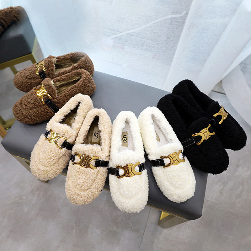 Zapatos inclinados bajos de las lanas del cordero de la cucharada más el algodón caliente del terciopelo para Autumn And Winter